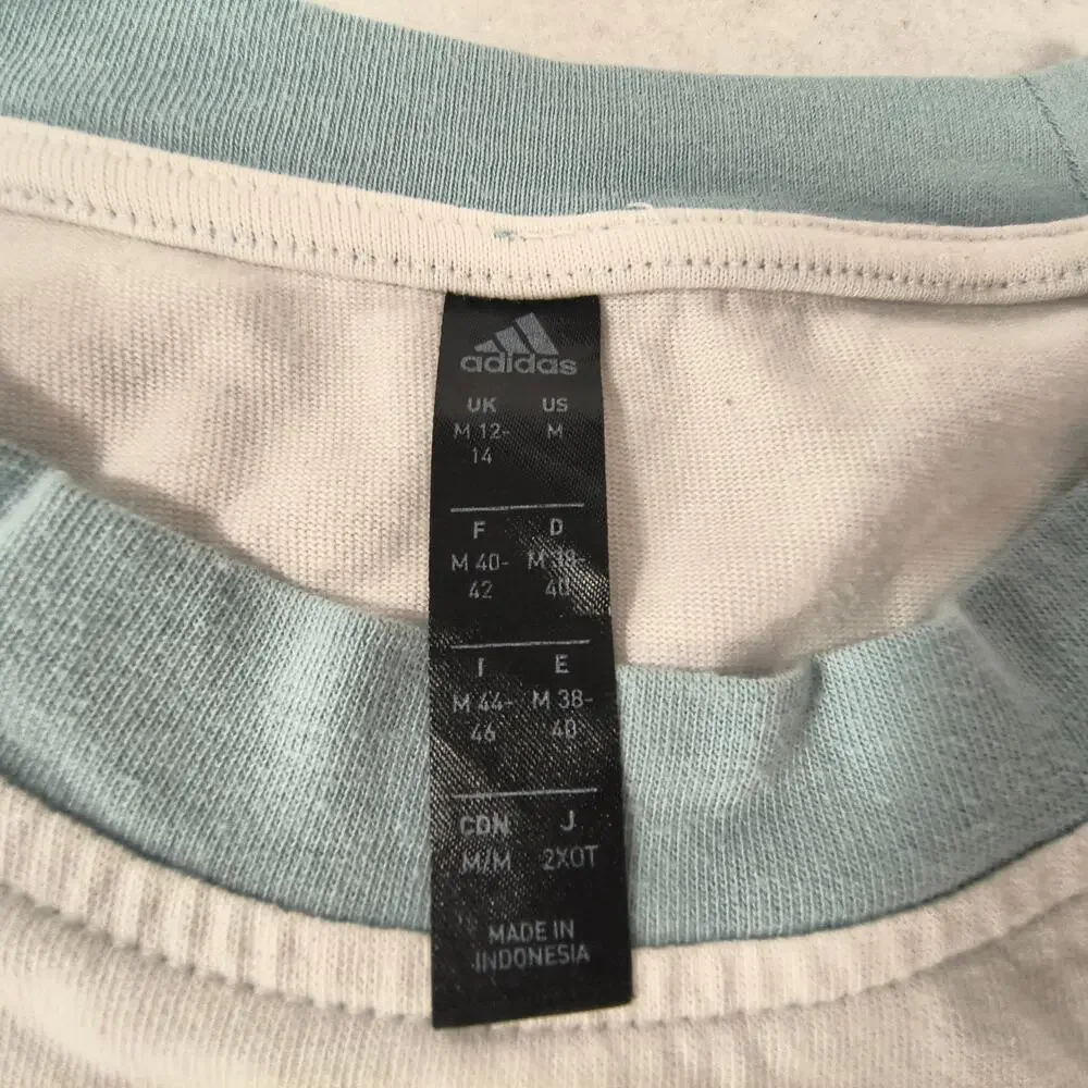 Adidas Graphic Short Sleeve Crew Neck T Shirt Womens Size Medium M White Blue - Picture 3 of 9